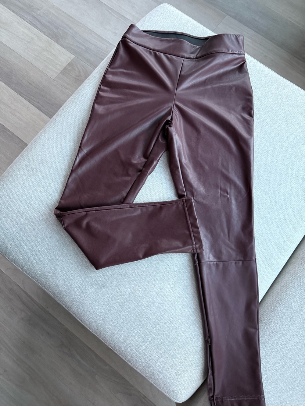 Faux Leather Burgundy Leggings